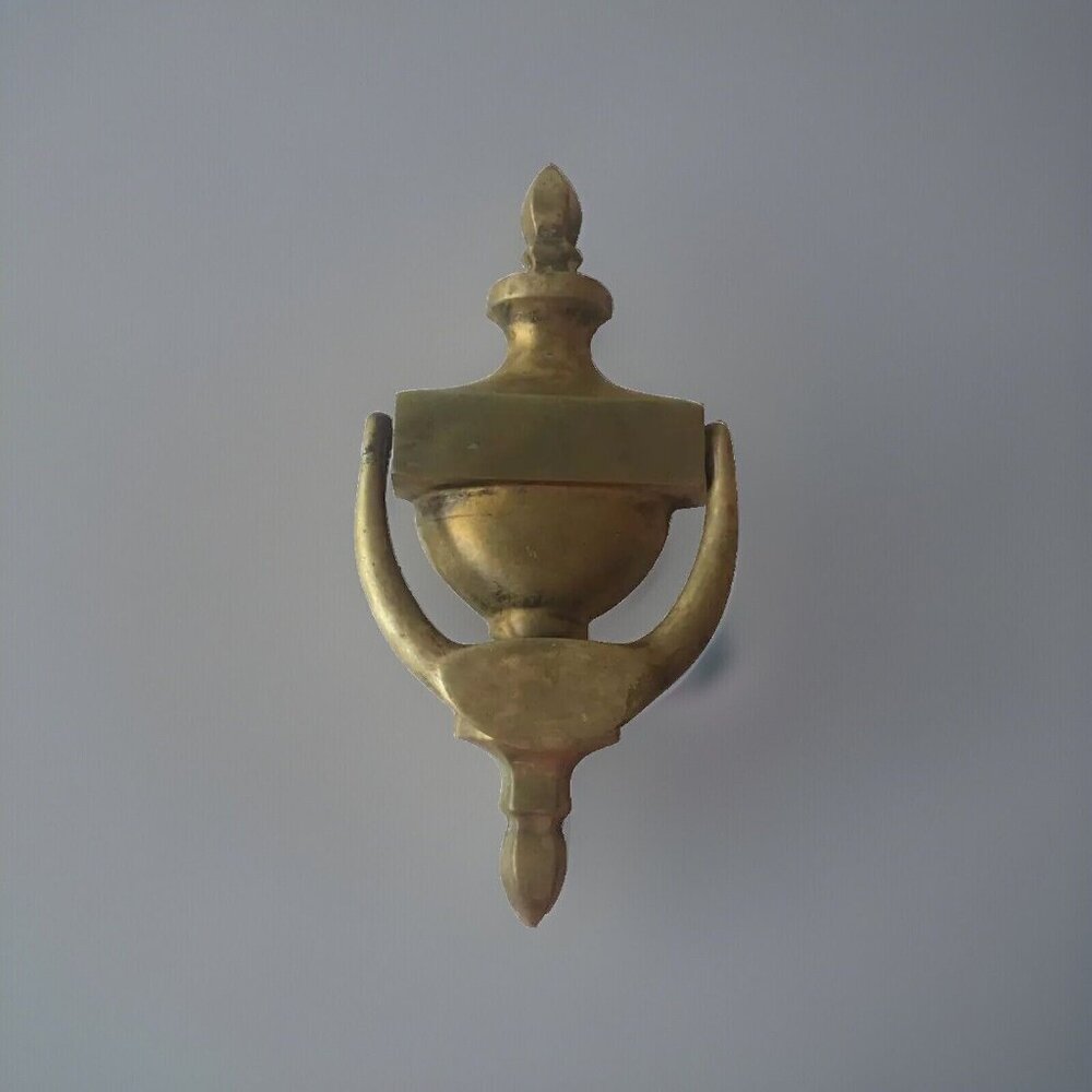 Vintage Brass Door Knocker Solid Engravable Colonial Classic Design 7.5" x 3.5"